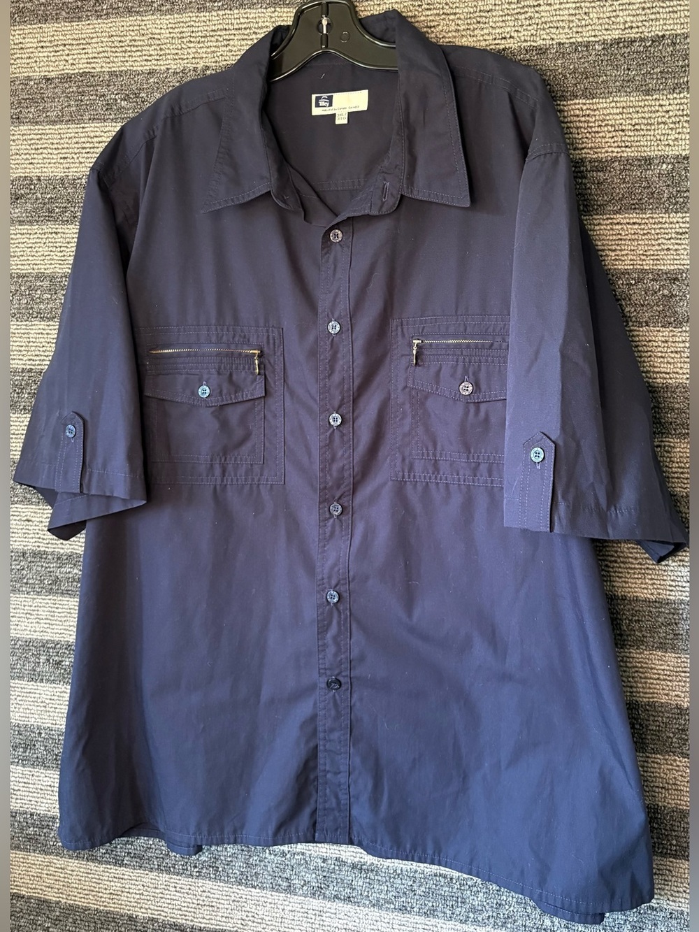 Tilley Men’s Navy Blue Safari Button Up Short-sleeve Shirt 3XL EUC